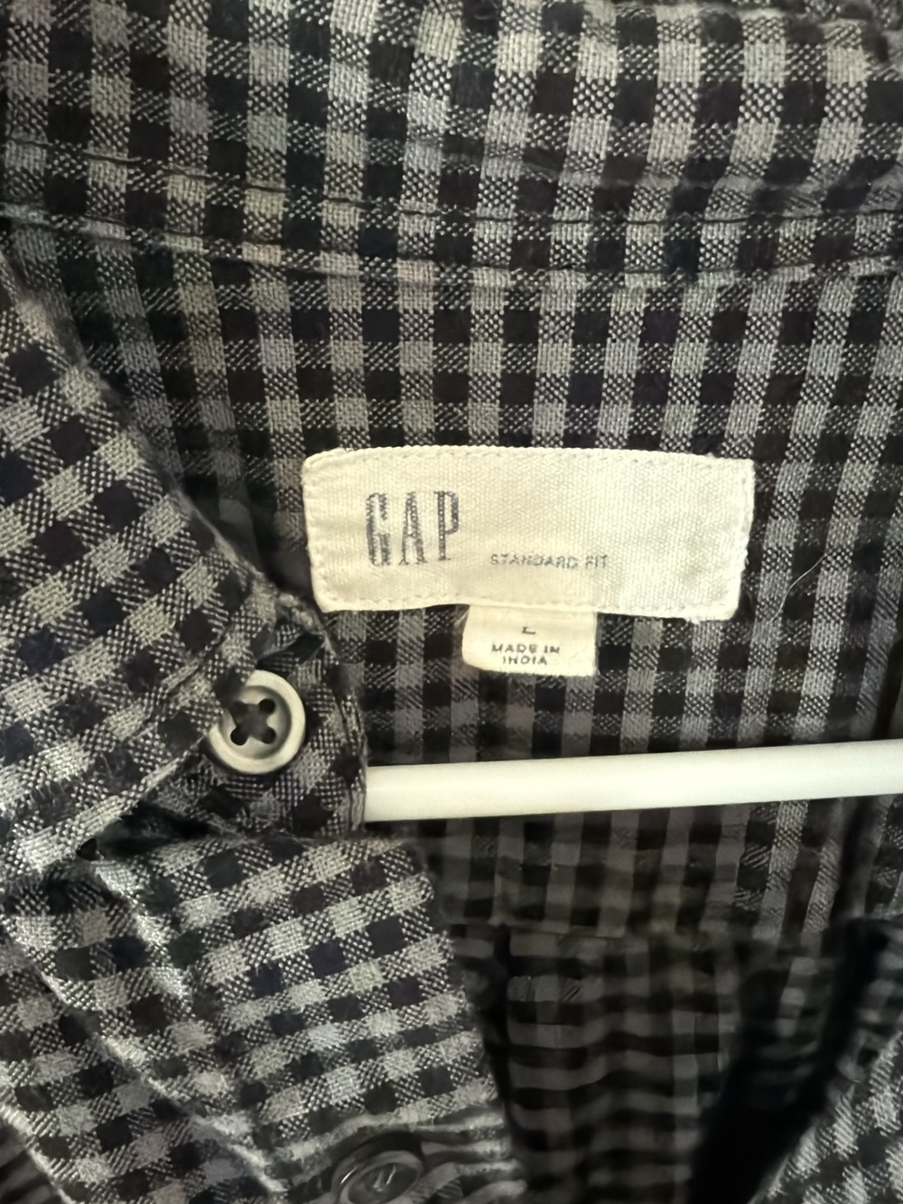 GAP Men’s Black and White Gingham Button-Down Shirt